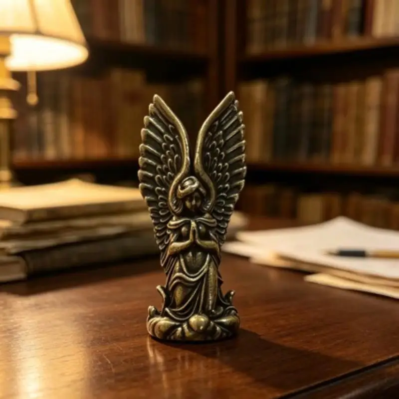 Brass Crescent Moon Witch Cat Statue Gothic Mini Figurine Elegant Small Ornament For Living Room Coffee Table Decor 1PC - Image 6