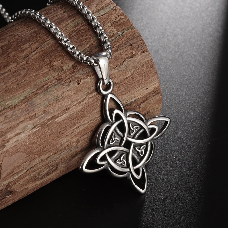 Witch Knot Necklace Stainless Steel Magic Knot Pagan Witchcraft Symbols Pendant Celtic Knot Necklace Jewelry Gifts for Women - Image 5